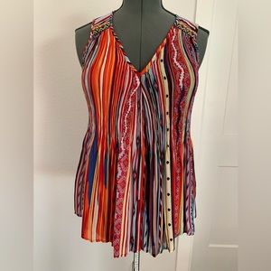 Melissa Paige Multi-color Multi-pleated Sleeveless Top. Size M